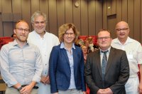 Viele Fragen bei der Begleitung von Einkammerherz-Patienten: (v.l.) Psychologe Matthias Lamers, Transplantationsmediziner Uwe Schulz, Pfarrerin Antje Freitag und die Kinderkardiologen PD Kai Thorsten Laser und Prof. Dr. Deniz Kececioglu (Foto Armin Kühn).